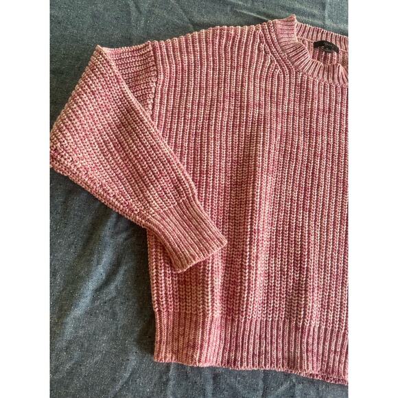 J Crew Sweater Womens Med Pink Cotton Blend Crew Neck Pullover Chunky oversized - Picture 3 of 6